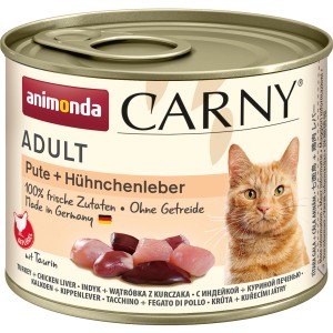 Animonda Carny Adult Katzenfutter Pute & Hühnchenleber, 200g Dose.