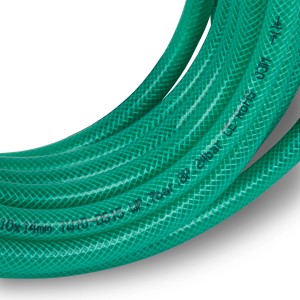 Grüner EBERTH Druckluftschlauch, 10m lang, 10x14mm Durchmesser, mit 3/8 Kupplung, bis 24 Bar.