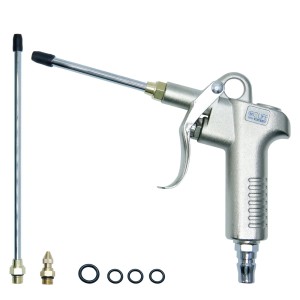 CCLIFE Druckluftpistole aus Alu-Druckguss mit 3 Düsen und Dichtringen für industrielle Reinigung, 10 Bar.