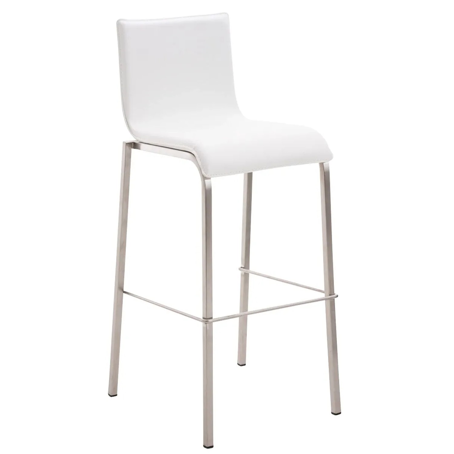 DELUKE Barhocker KELAN Kunstleder Weiß 43x51x103cm Silber Barstuhl Mit Lehne Tresenhocker Tresenstuhl