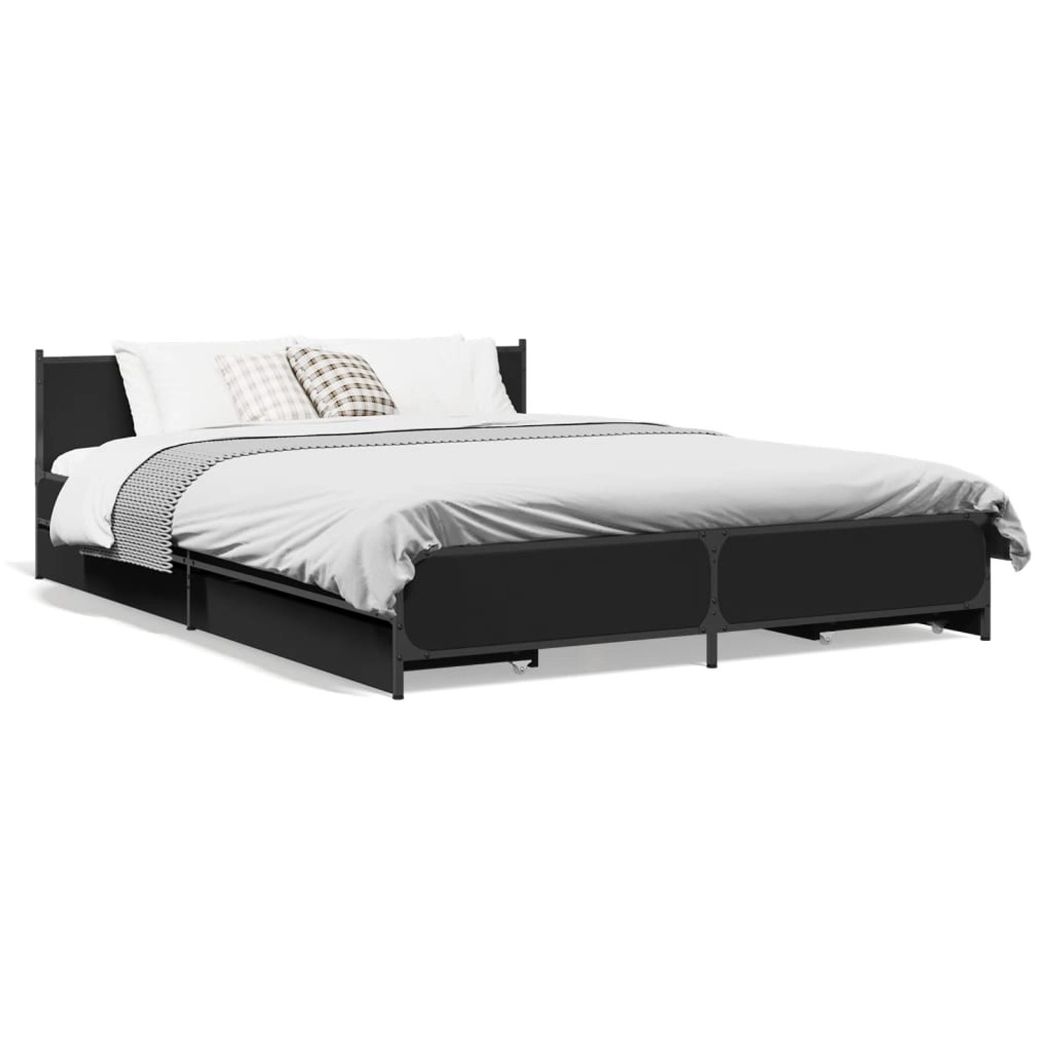 vidaXL Bettgestell mit Schubladen Schwarz 135x190 cm Holzwerkstoff 3279947 günstig online kaufen