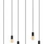 Moderne 6-flammige Eglo Hängeleuchte Wootton in Braun-Schwarz mit E27 Fassungen und Holzkiste im Vintage-Look.