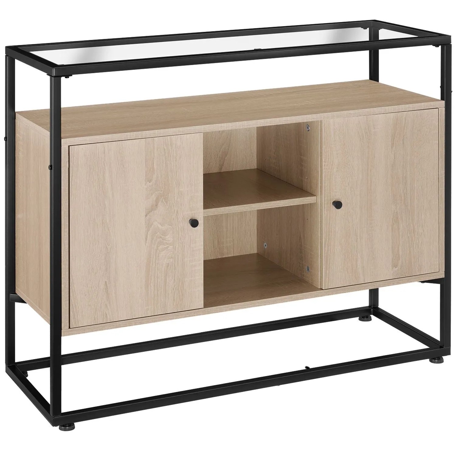 Tectake Sideboard Oldham Industrial Style Holz und Stahl  100 x 38 x 80 50 cm Industrial Holz Hell  Eiche Sonoma