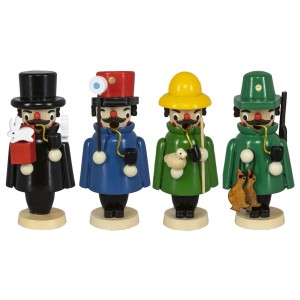 HGD Mini-Räucherfiguren, 9 cm hoch, 4-fach sortiert, aus Holz für die Weihnachtsdekoration.