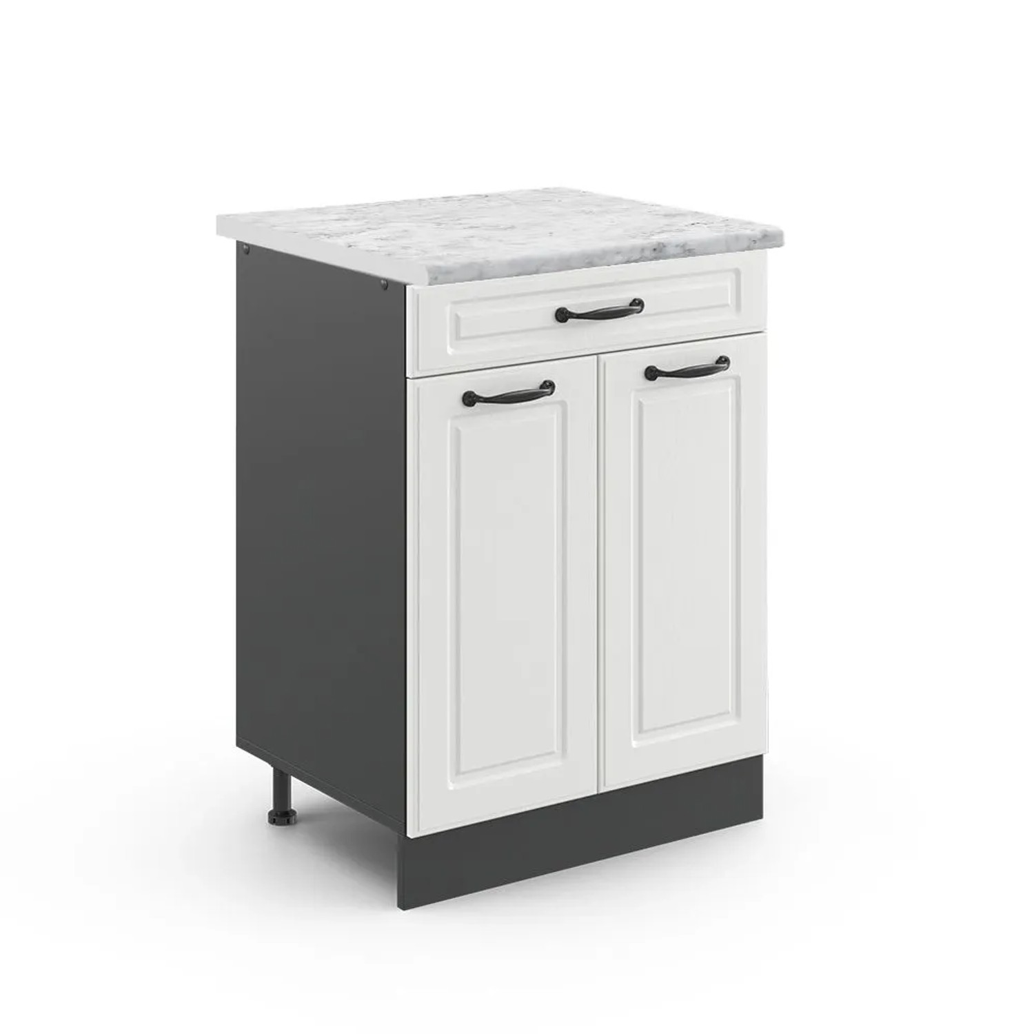 Vicco Küchenunterschrank R-Line Weiß Landhaus Anthrazit 80 cm AP Marmor Opt2