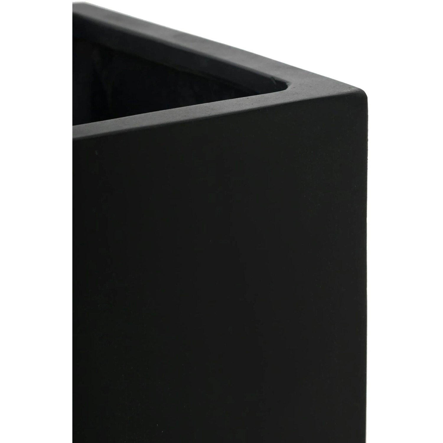 Anthrazitfarbener Vivanno Pflanzkübel Block, 30x30x30 cm, aus Fiberglas.