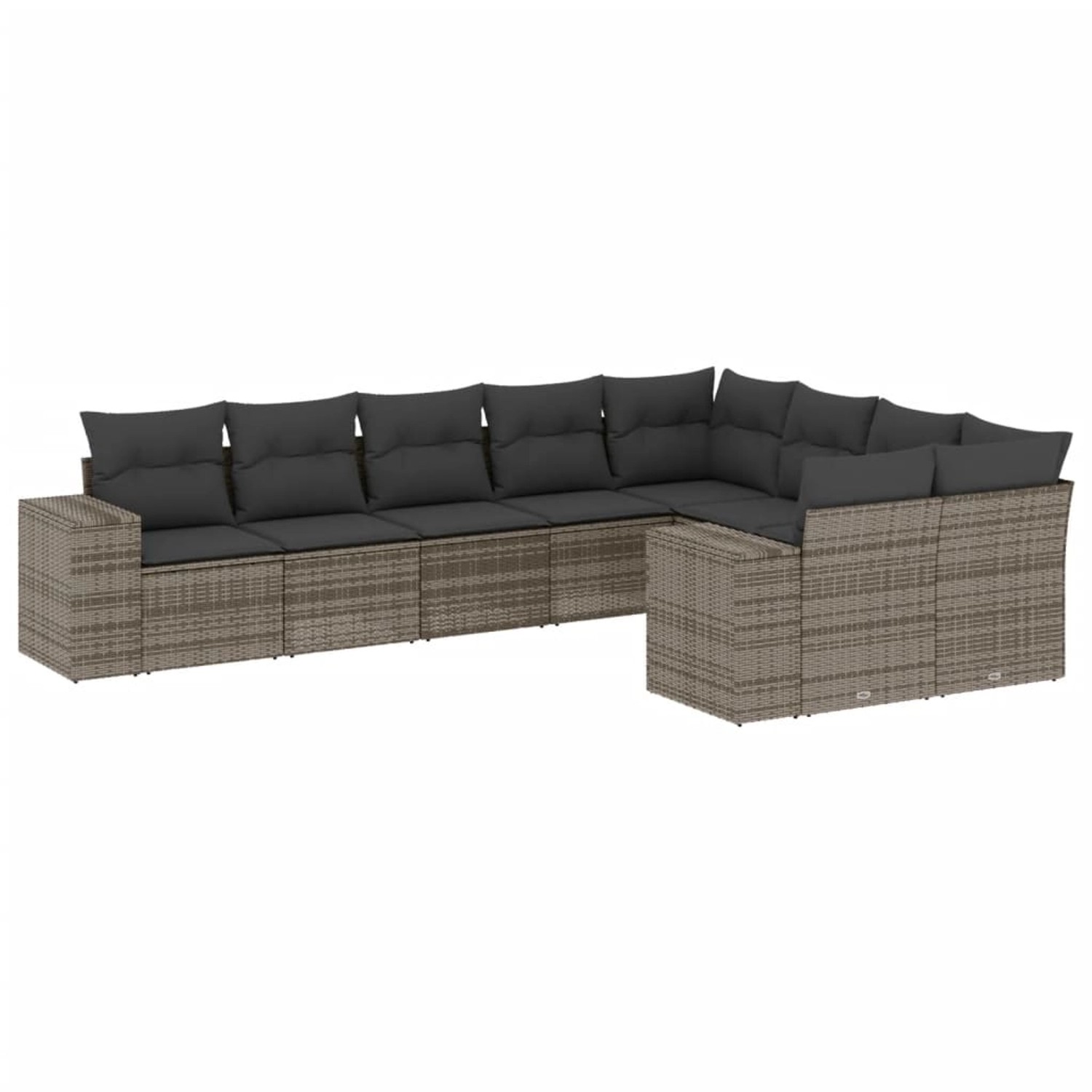 vidaXL 9-Tlg Garten-Sofagarnitur mit Kissen Grau Poly Rattan 3255377 günstig online kaufen