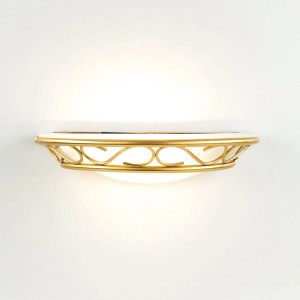 EASYLIGHT Wandleuchte Glas Metall 30 cm Breit In Messing Weiß E14 Rustikal