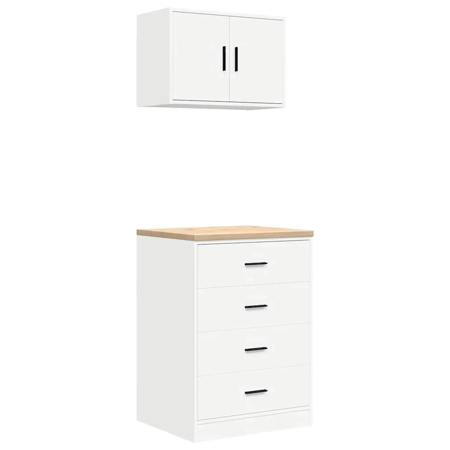 vidaXL Garagenschränke 2 Stk Weiß Holzwerkstoff 3328332