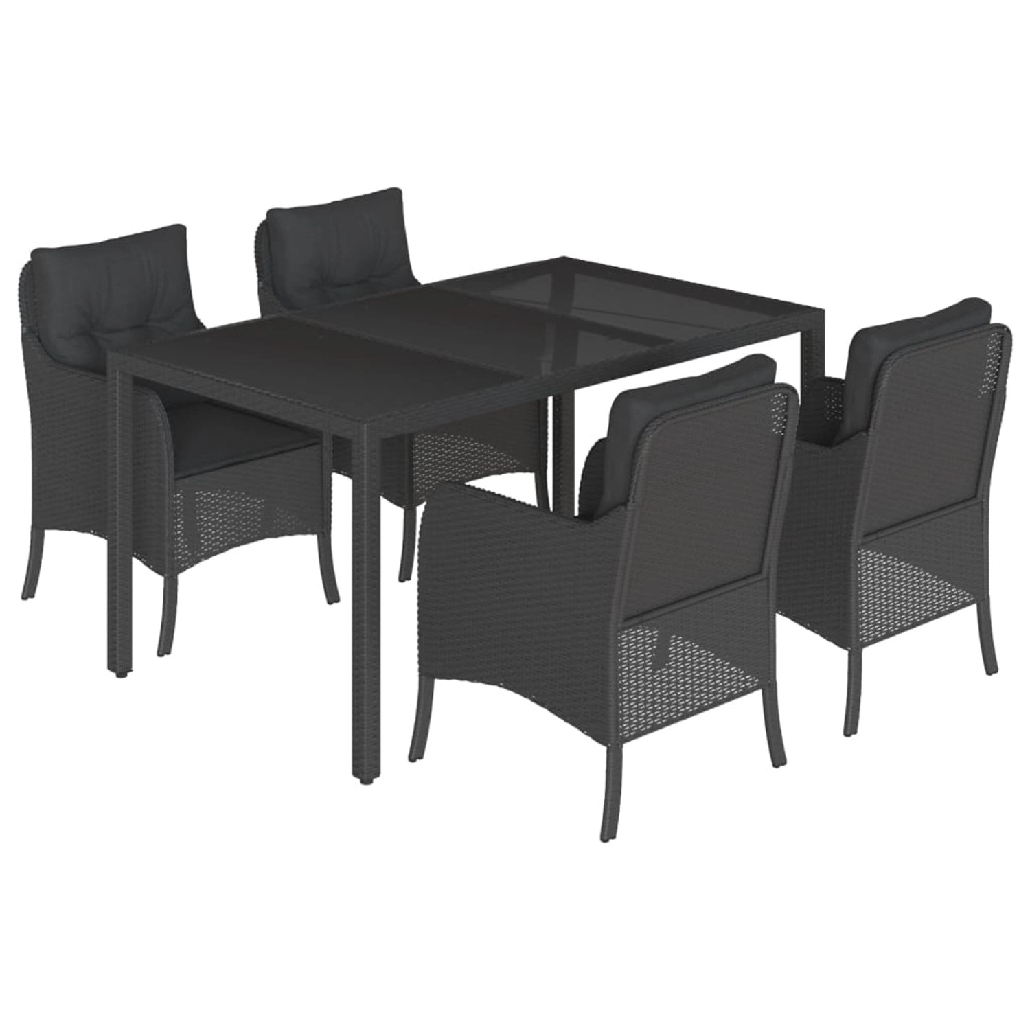 vidaXL 5-Tlg Garten-Essgruppe mit Kissen Schwarz Poly Rattan 3211850 günstig online kaufen