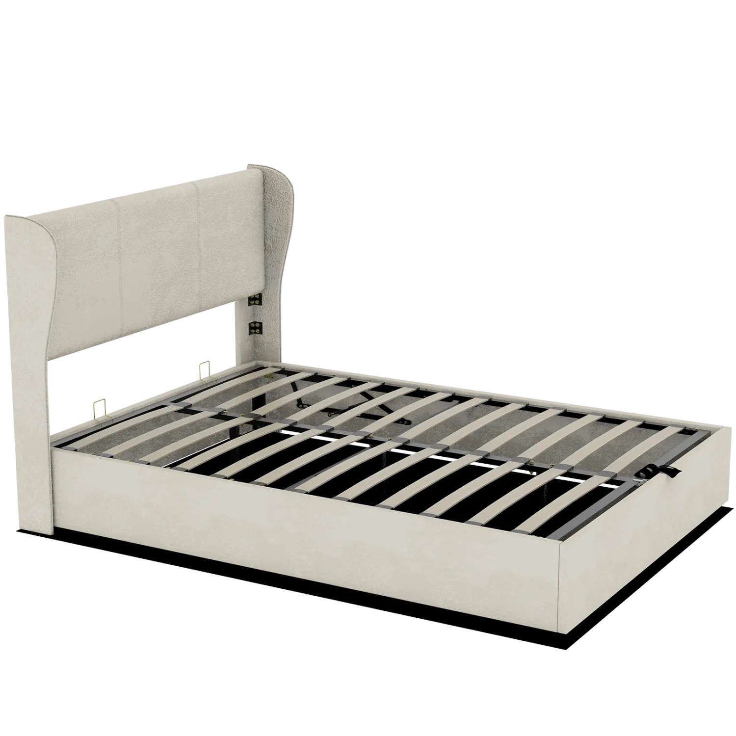 okwish Polsterbett 140x200cm mit Hydraulik Stauraum Schlafzimmer Beige ohne Matratze