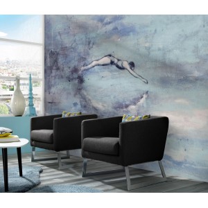 Erismann Fototapete Guido Maria Kretschmer Freisprung Blau, Motiv mit schwebender Person.