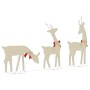 Drei goldene LED-Rentiere mit roten Schleifen in verschiedenen Posen als Weihnachtsdekoration.