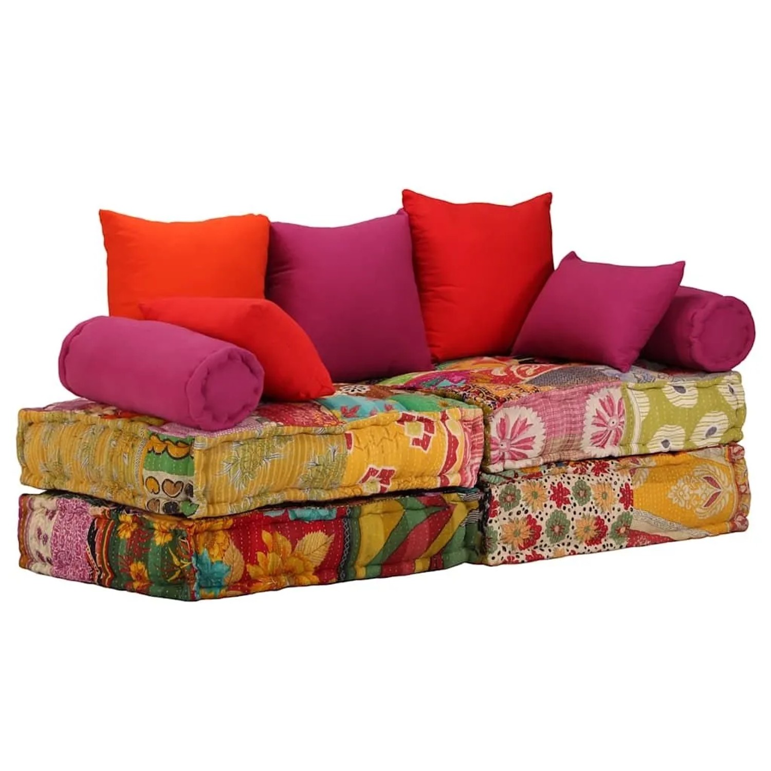 vidaXL 2-Sitzer Modularer Pouf Patchwork Stoff 244985