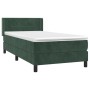 Dunkelgrünes Boxspringbett 80x200 cm mit Matratze und Samtbezug.