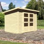 Karibu Holz-Gartenhaus Sitten 3 Natur, 242x182cm, mit Doppeltür und 6 Fenstern.