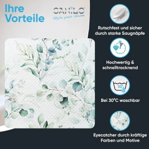 SANILO Badematte Eukalyptus: Rutschfeste Duschmatte mit Eukalyptus-Motiv für sicheren Halt in der Dusche.