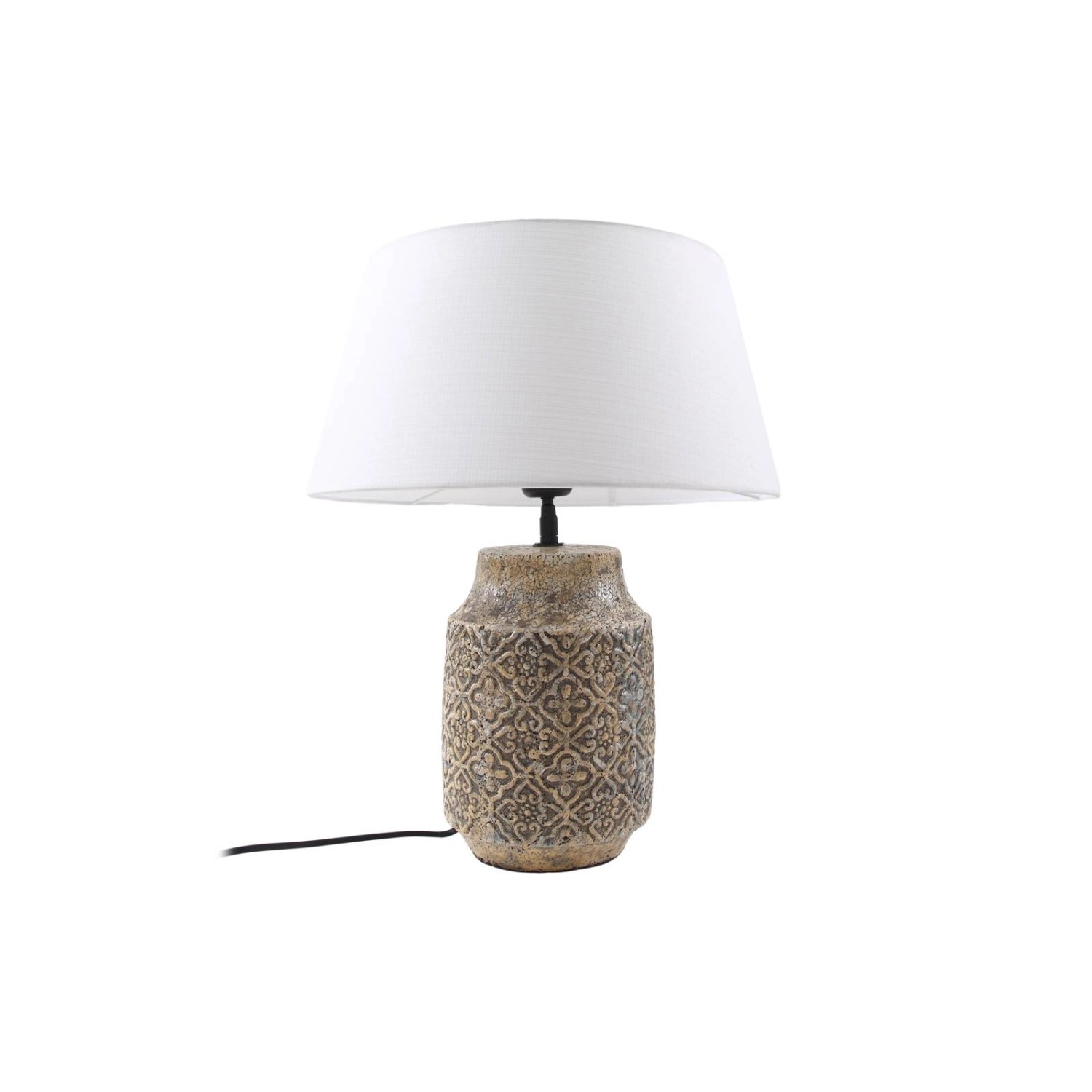 Lindby Tischlampe Aelith 10020393 Landhaus Vintage Rustikal in Alu aus Textil 1-flammig E27 Wohnzimmerleuchte