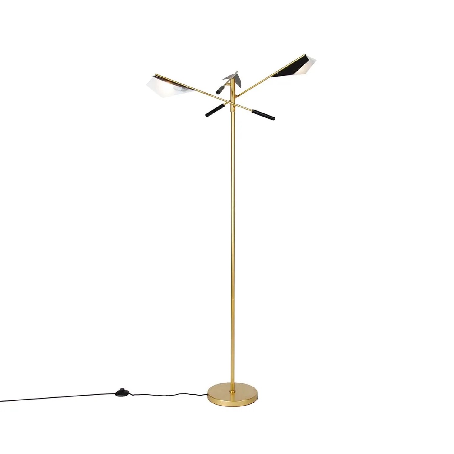 QAZQA Design Stehlampe Schwarz mit Gold 3 Flammig Sinem