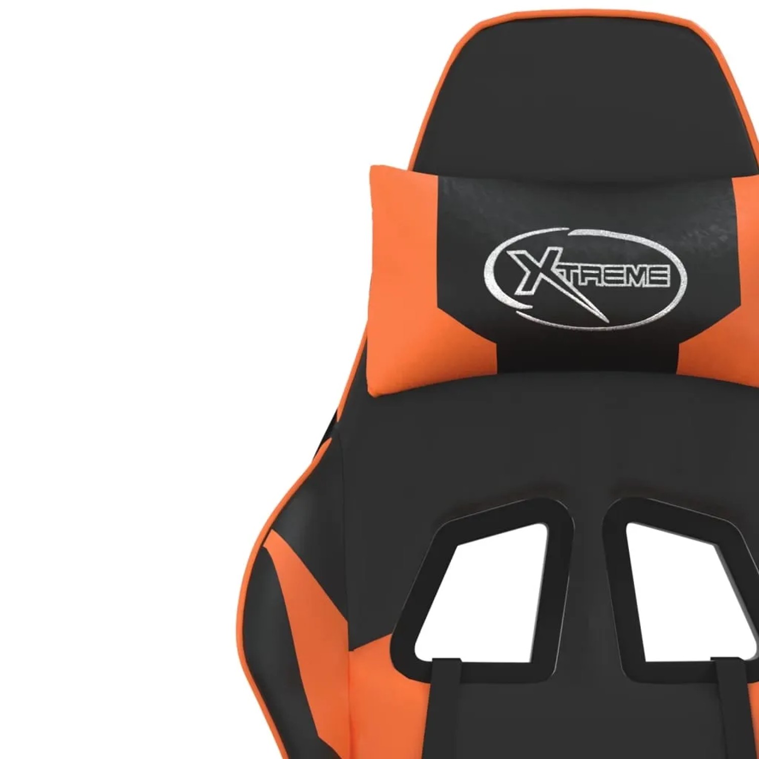 Gaming Stuhl von vidaXL, schwarz-orange mit Massagefunktion, Kunstleder. Bürostuhl Detailansicht.