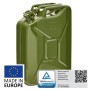 Olivgrüner 20L Metall Kraftstoffkanister, TÜV-geprüft, für Benzin, Diesel & E10.