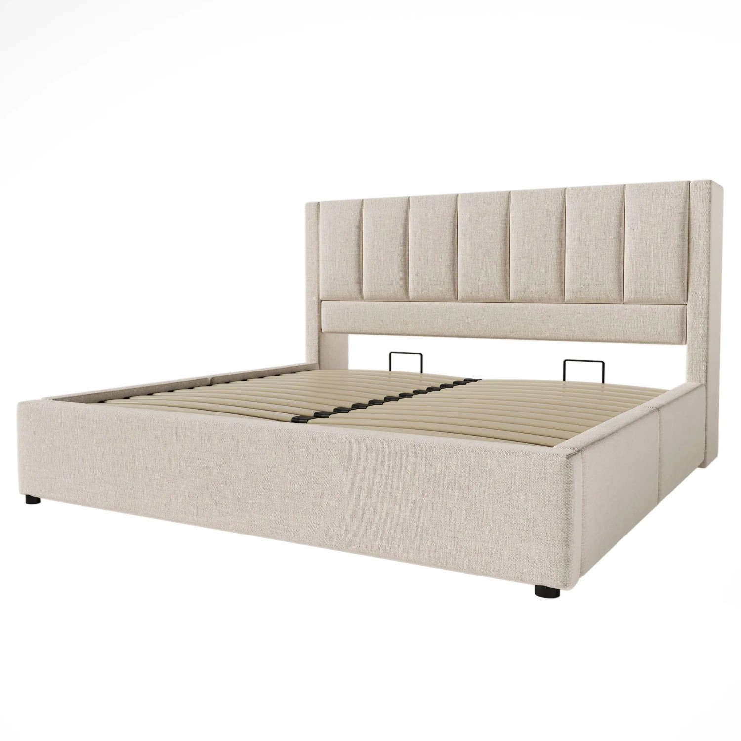 okwish Polsterbett 180x200cm mit Becherhalter Kinderzimmer Beige ohne Matratze