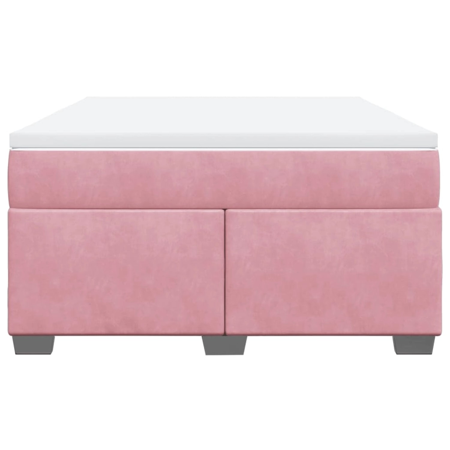 Rosa vidaXL Boxspringbett (160x200 cm) mit Matratze und weißem Topper.