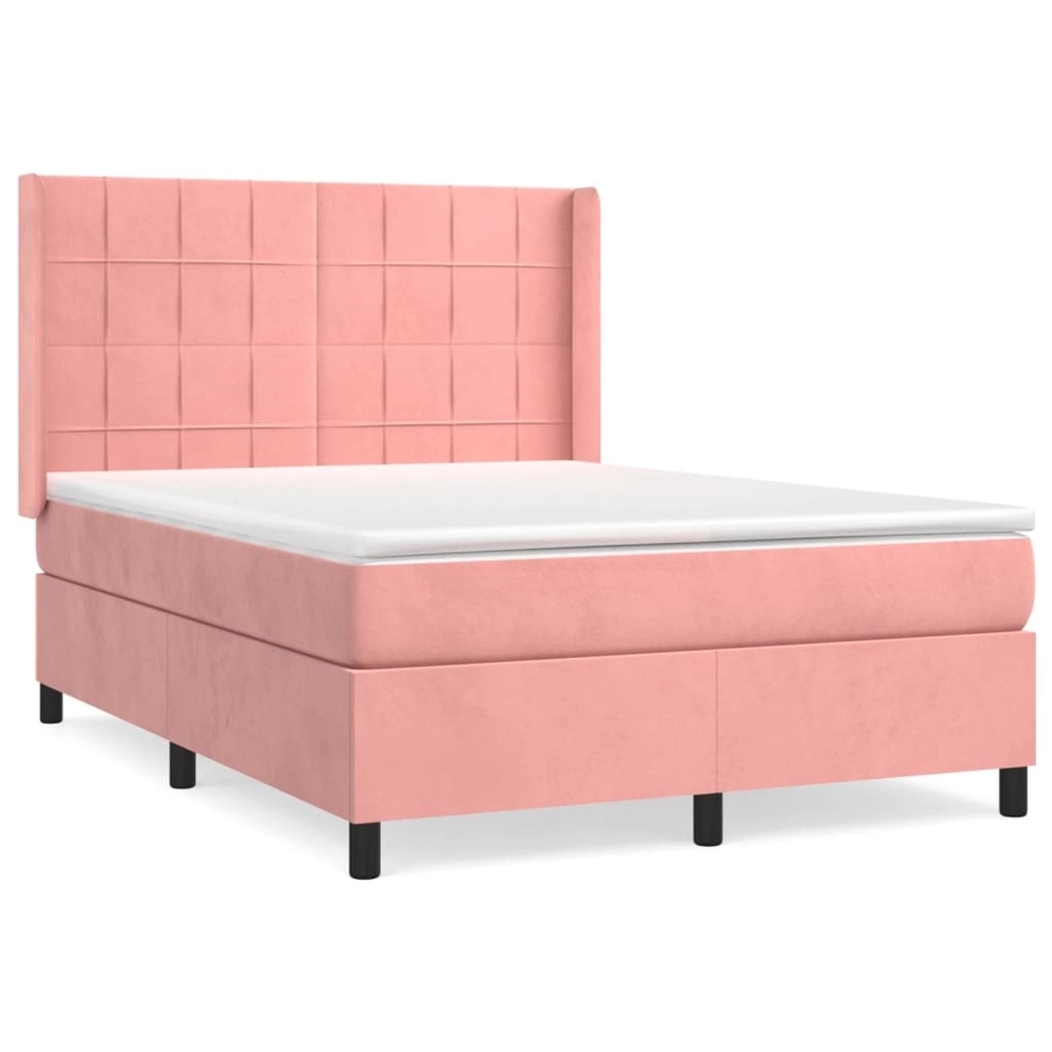 vidaXL Boxspringbett mit Matratze Rosa 140x200 cm Samt 3132686 günstig online kaufen