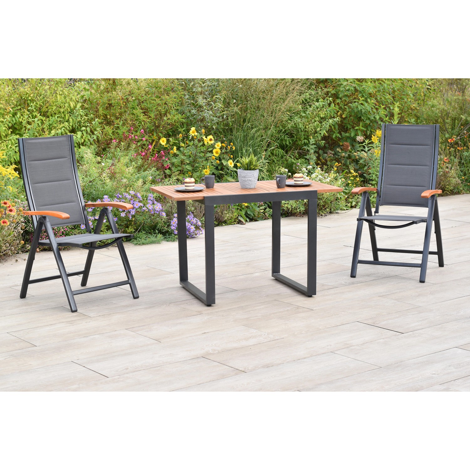 Merxx Paxos Set 3-tlg. 2 Klappsessel Balkon-Tisch Ausziehbar günstig online kaufen