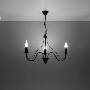 Schwarzer Sollux Lighting Kronleuchter Minerwa 3 mit Kerzen-Optik für Lampen & Leuchten.