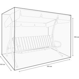 Schutzhülle in Kastenform mit Reißverschlüssen für eine 3-Sitzer Hollywoodschaukel.