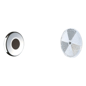 Elektronischer Delabie TEMPOMATIC Druckspüler: verchromter Sensor und weißer Reflektor für Urinale, Unterputz.