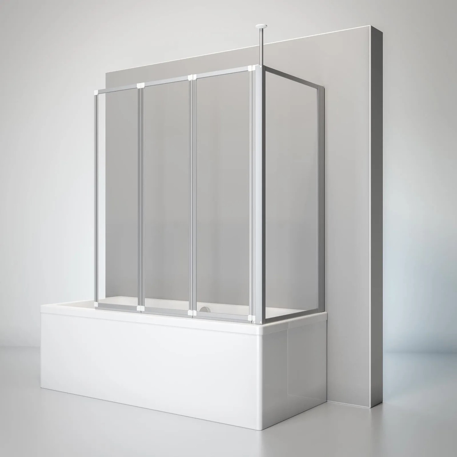 Schulte Badewannenaufsatz 3-teilig 129x140 cm mit 70 cm Seitenwand Klarglas