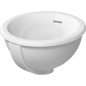 Weißes, rundes Duravit Einbauwaschbecken Architec Bali, 33,5 cm, glasiert, mit Waschtisch.