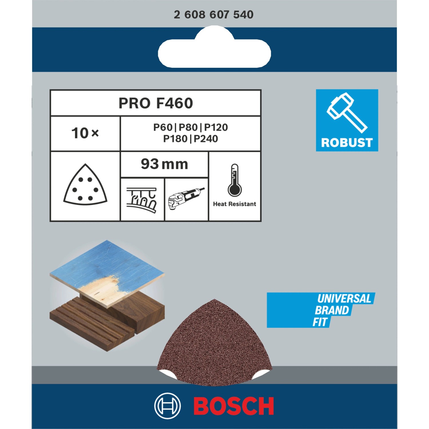 Bosch Schleifblatt Pro für Dreieckschleifer 93 mm 10-teilig