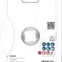 Bosch X-Lock Diamanttrennscheibe für Winkelschleifer: Rückseite der Verpackung mit X-Lock Aufnahme, Sicherheitshinweisen.