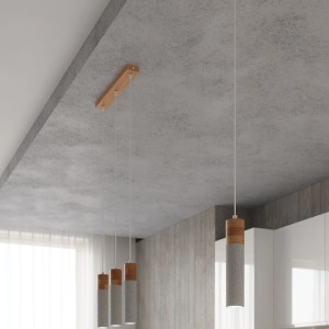 Sollux Zane 3 Hängeleuchte grau: Dreiflammige Beton-Holz-Lampe für Wohnzimmer & Esszimmer.