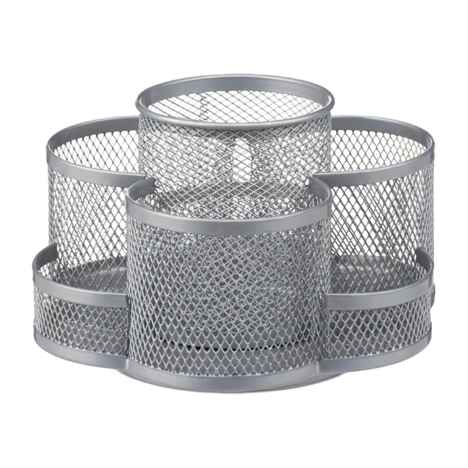 Relaxdays Stiftehalter Metall Silber Drehbar 7 Fächer 11 cm x 17,5 cm x 16,5 cm 460 g