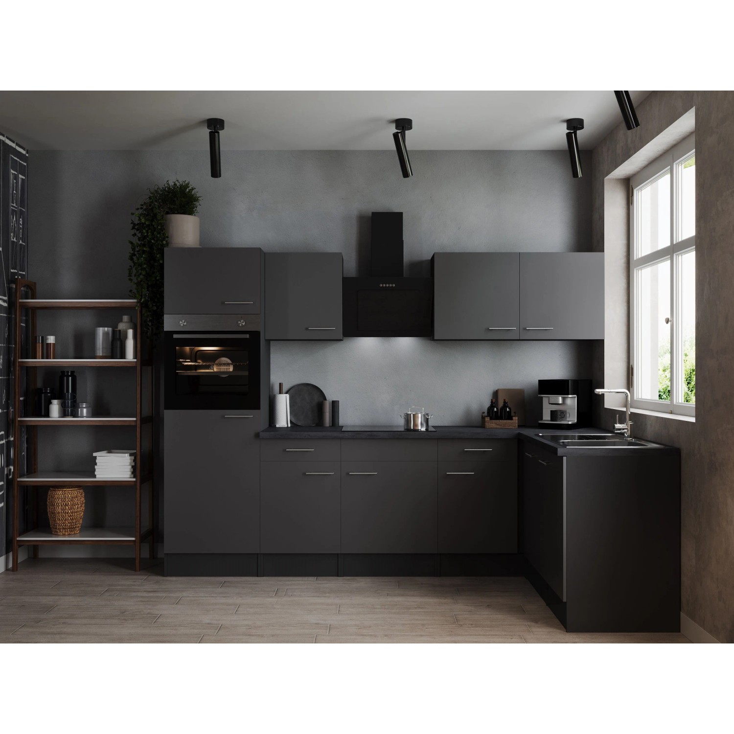 Respekta Winkelküche Oliver 280 cm Grau