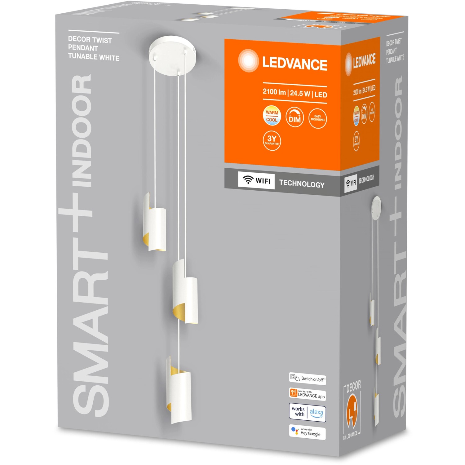 Verpackung der Ledvance Smart+ WiFi Pendelleuchte Decor Twist, weiß, 150 cm.