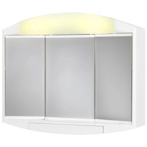 Weißer Jokey Spiegelschrank (59 cm) mit drei Spiegeltüren und integrierter Beleuchtung.