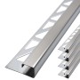 Gebürstete, quadratische Dalsys Fliesenschiene aus Edelstahl, 10mm hoch, 2,5m lang.