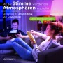 Smarter LED Einbauspot von SSC-LUXon im Wohnzimmer mit farbiger Beleuchtung.