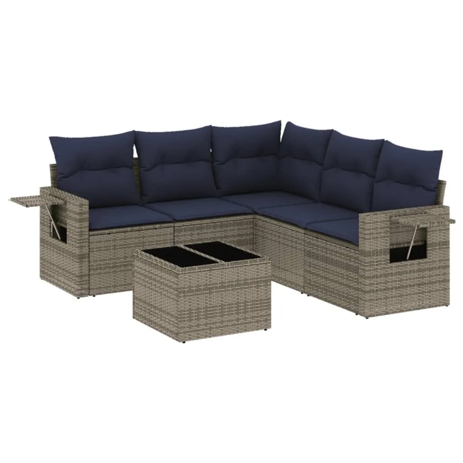 vidaXL 6-Tlg Gartensofa-Set mit Kissen Grau Polyrattan 3220160 günstig online kaufen