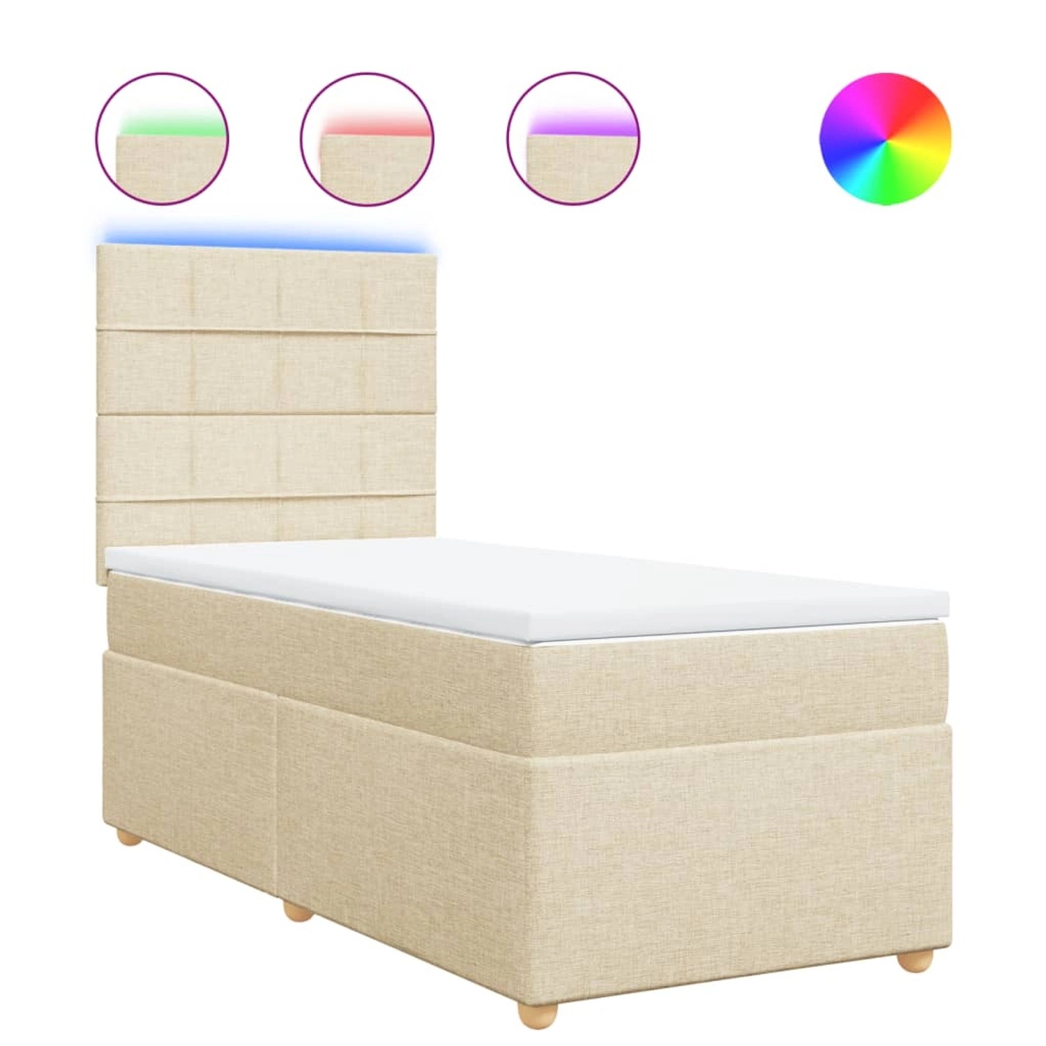 vidaXL Boxspringbett mit Matratze Creme 80x200 cm Stoff 3293412 günstig online kaufen