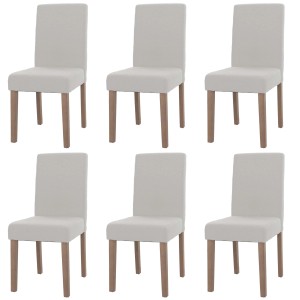 CHEFGASTRO Esszimmerstuhl 6er-Set Klassisch & Zeitlos 90x42x50cm Sitzhöhe 47cm Stoff/Textil Boucle Holz Naturfarbene Beine Creme