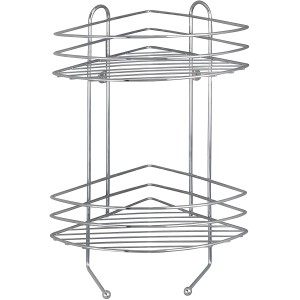 Wenko Exclusiv Eckregal mit 2 Etagen aus Chrom, ideal für Bad-Accessoires und Handtücher.