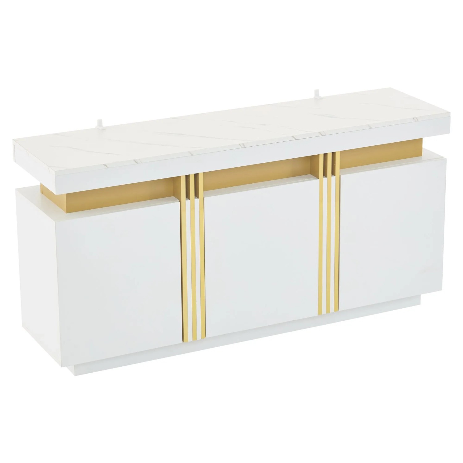 Okwish Sideboard Mit 3 Türen Verstellbare Fächer Esszimmer Wohnzimmer 140x38x70cm Weiß