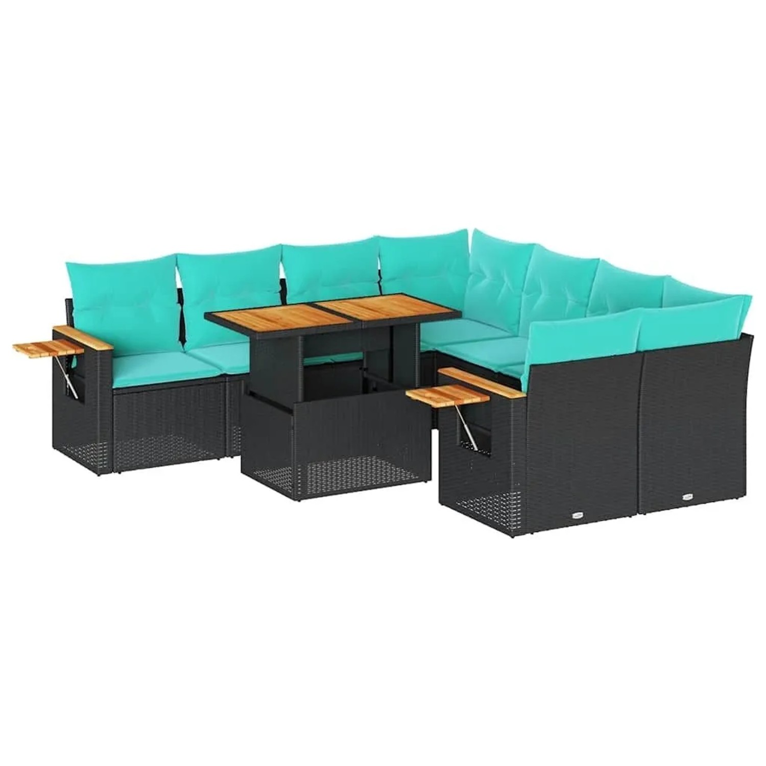 Thumbnail - vidaXL 9 Tlg Garten-Sofagarnitur mit Kissen Schwarz Poly Rattan 3327578