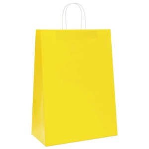 vidaXL Papiertragetaschen 250 Stk mit Henkeln Gelb 32x17x44 cm 4101790